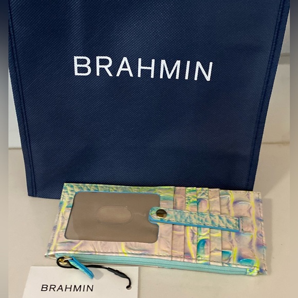 🆕 Brahmin Cotton Candy Ombré Credit Card Wallet Croc Embossed Leather - Picture 3 of 10